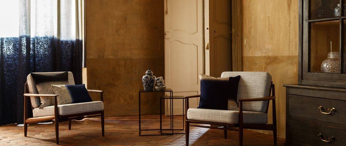 Vorhänge für Schienen dekorativer Vorhang blau-weisser-Verlauf edles Design