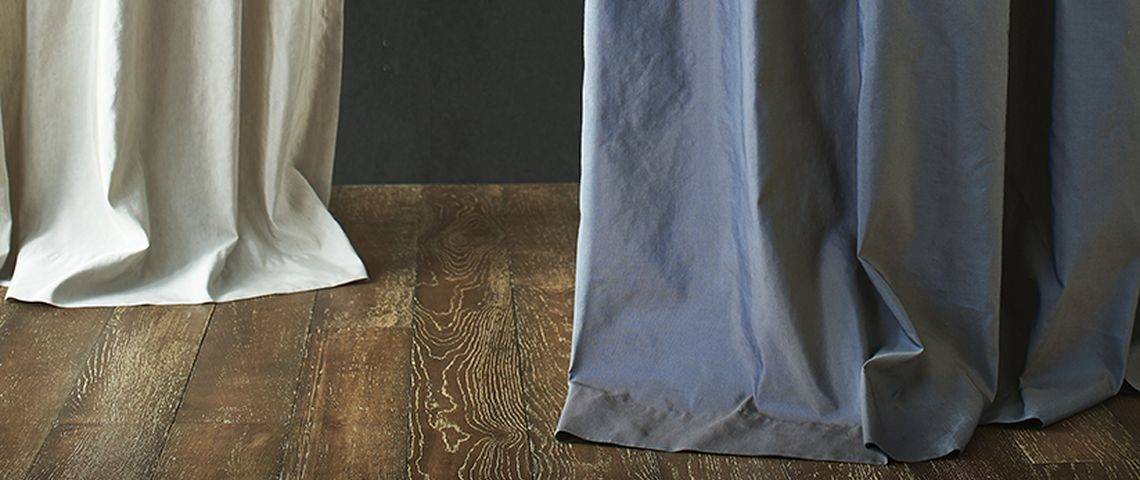 Vorhänge kürzen: Nachtvorhänge in Blau und Weiss hochwertige Vorhang-Stoffe