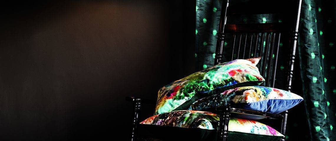 Knallige Farben Vorhangstoffe grün mit Punkten edle Heimtextilien