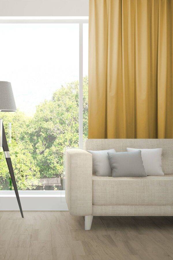 ABLION Blackout Vorhang nach Mass Fischbacher 1819 komplette Verdunkelung ABLION Blackout Vorhang nach Mass Fischbacher 1819 komplette Verdunkelung Goldgelb [723]