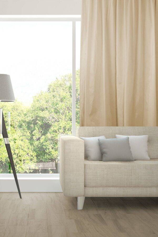 AIM Nachtvorhang Wohnzimmer flammhemmend Seiden-Optik Edelknitter Beige [503]