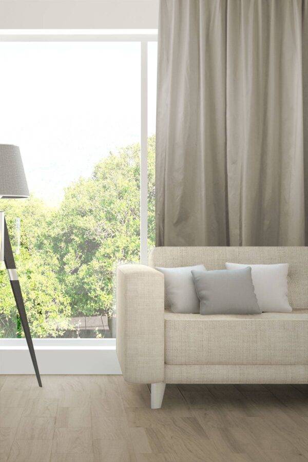 AIM Nachtvorhang Wohnzimmer flammhemmend Seiden-Optik Edelknitter Blaubraun [535]