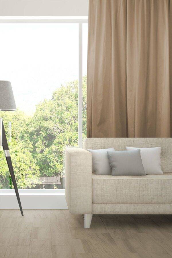 AIM Nachtvorhang Wohnzimmer flammhemmend Seiden-Optik Edelknitter Braun [557]