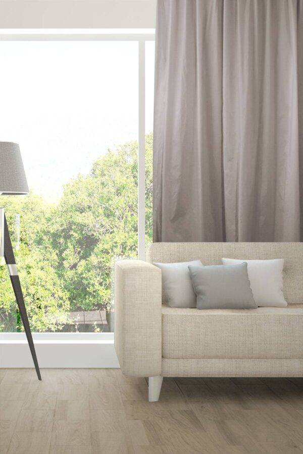 AIM Nachtvorhang Wohnzimmer flammhemmend Seiden-Optik Edelknitter Braungrau [525]