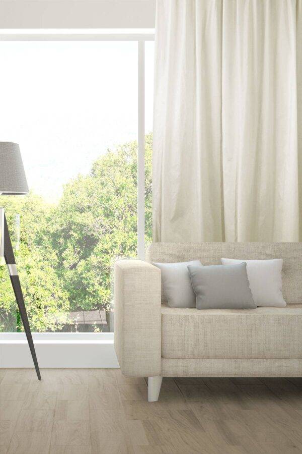 AIM Nachtvorhang Wohnzimmer flammhemmend Seiden-Optik Edelknitter Cremeweiss [517]