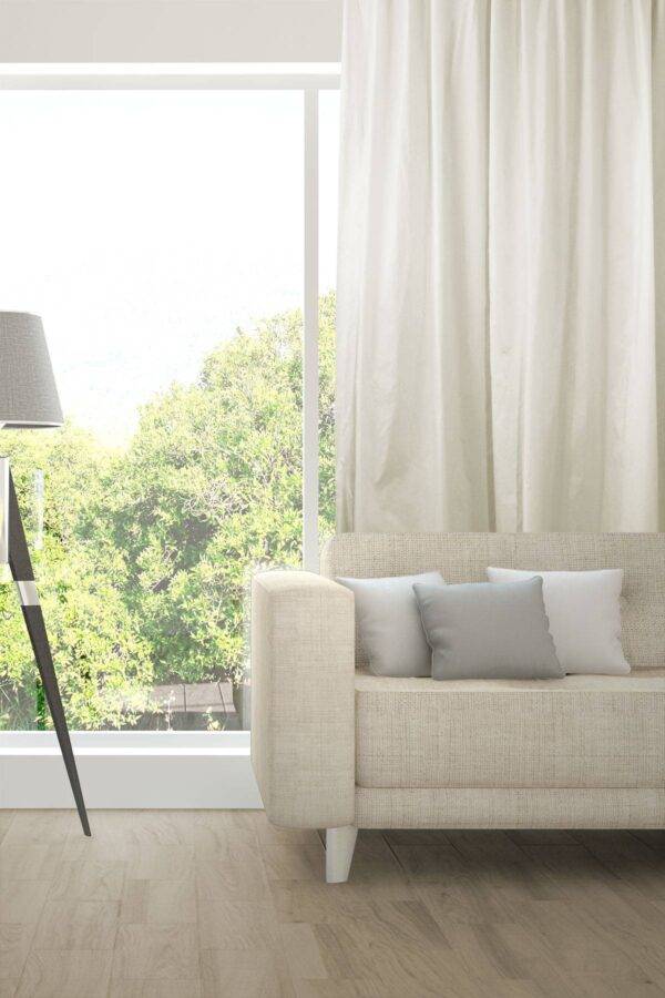 AIM Nachtvorhang Wohnzimmer flammhemmend Seiden-Optik Edelknitter Ecruweiss [507]