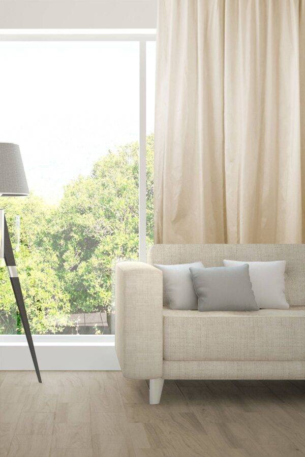 AIM Nachtvorhang Wohnzimmer flammhemmend Seiden-Optik Edelknitter Hellbeige [527]