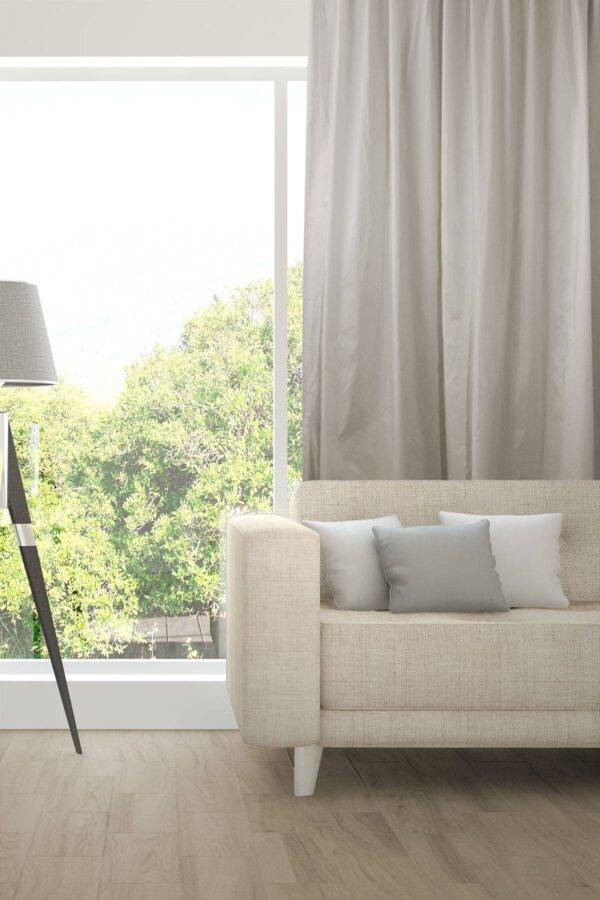 AIM Nachtvorhang Wohnzimmer flammhemmend Seiden-Optik Edelknitter Hellgrau [515]