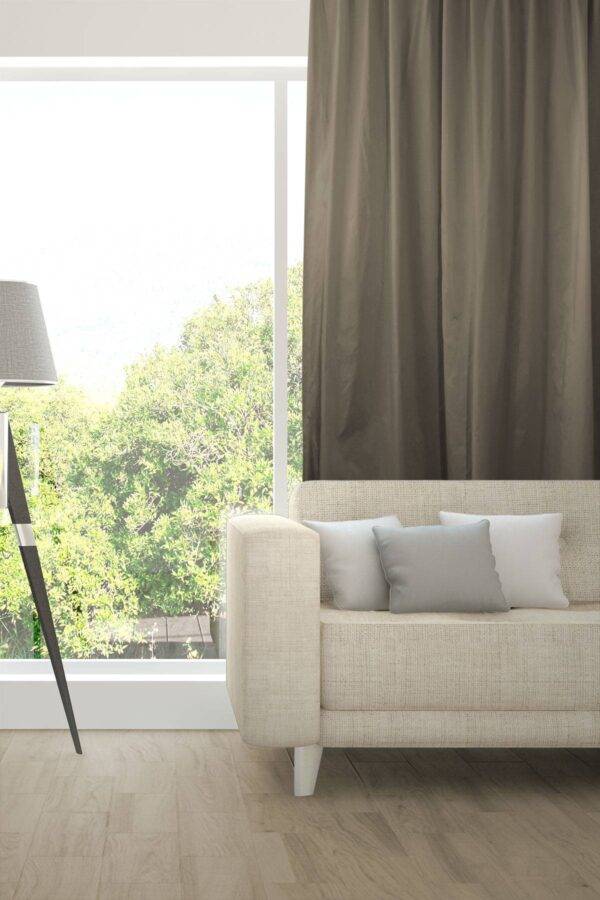 AIM Nachtvorhang Wohnzimmer flammhemmend Seiden-Optik Edelknitter Moosgrau [567]