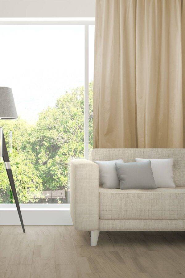 AIM Nachtvorhang Wohnzimmer flammhemmend Seiden-Optik Edelknitter Sandbeige [513]