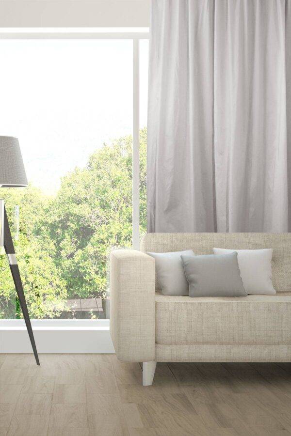 AIM Nachtvorhang Wohnzimmer flammhemmend Seiden-Optik Edelknitter Silbergrau [505]