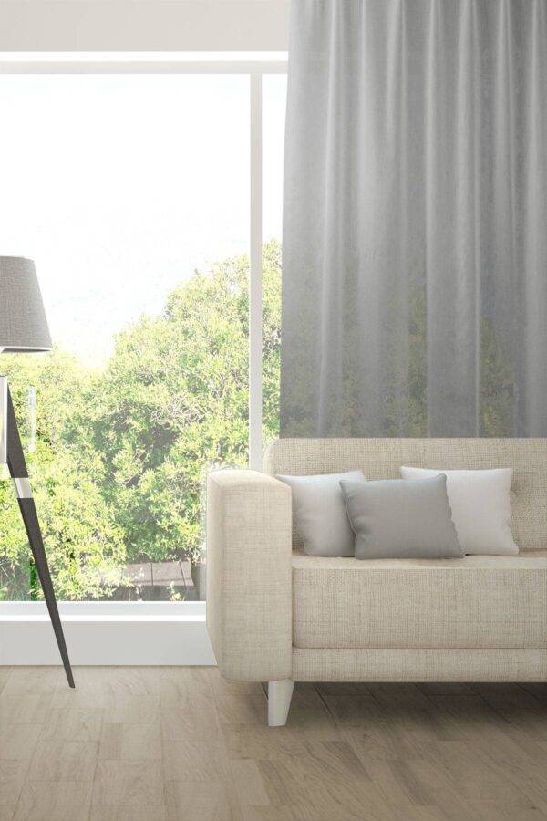 BONUS Tagesvorhang elegante Naturoptik Fischbacher 1819 Grau [105]