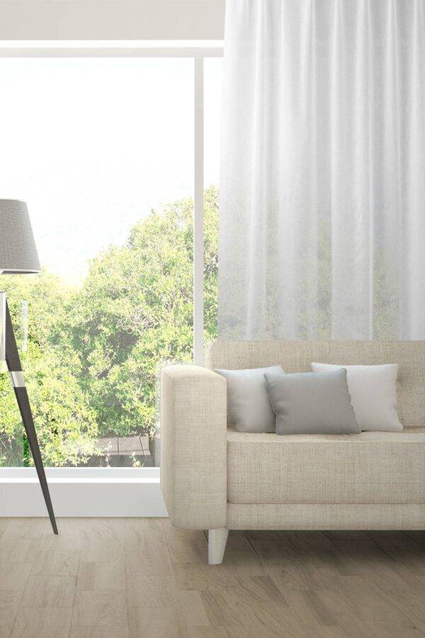 BONUS Tagesvorhang elegante Naturoptik Fischbacher 1819 Weiss [100]