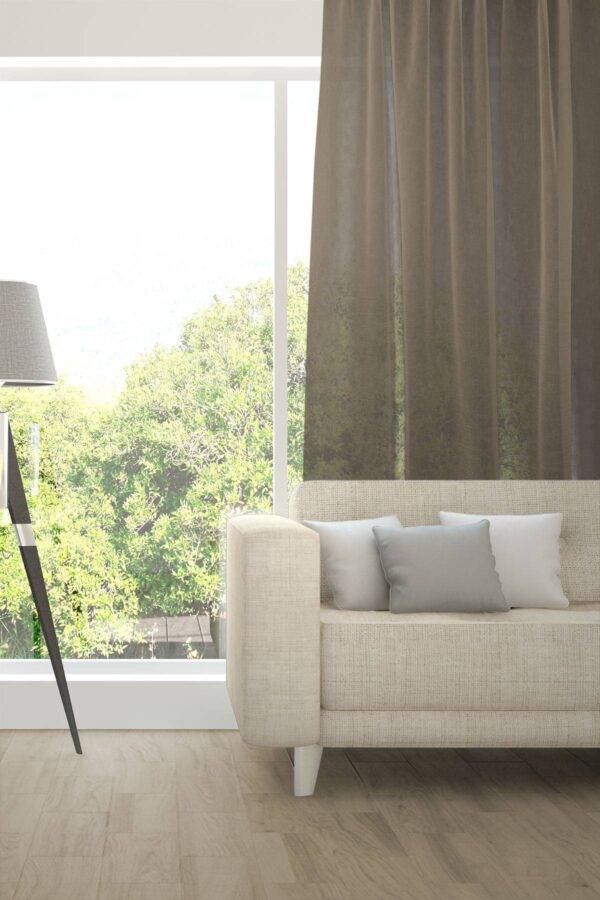 SILENZIO Tagvorhang halbtransparent Edelknitter Wohnzimmer Dunkelbraun [227]