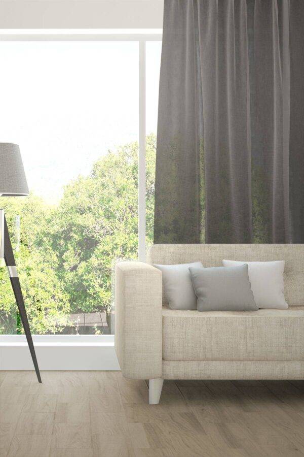 SILENZIO Tagvorhang halbtransparent Edelknitter Wohnzimmer Dunkelgrau [215]