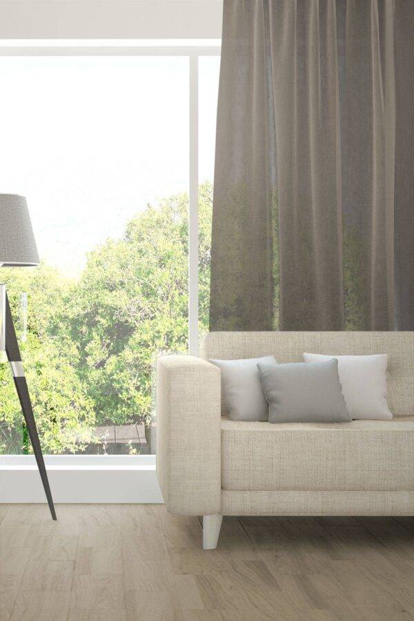 SILENZIO Tagvorhang halbtransparent Edelknitter Wohnzimmer Graubraun [237]