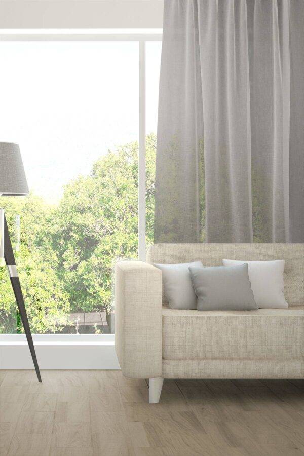 SILENZIO Tagvorhang halbtransparent Edelknitter Wohnzimmer Silbergrau [205]