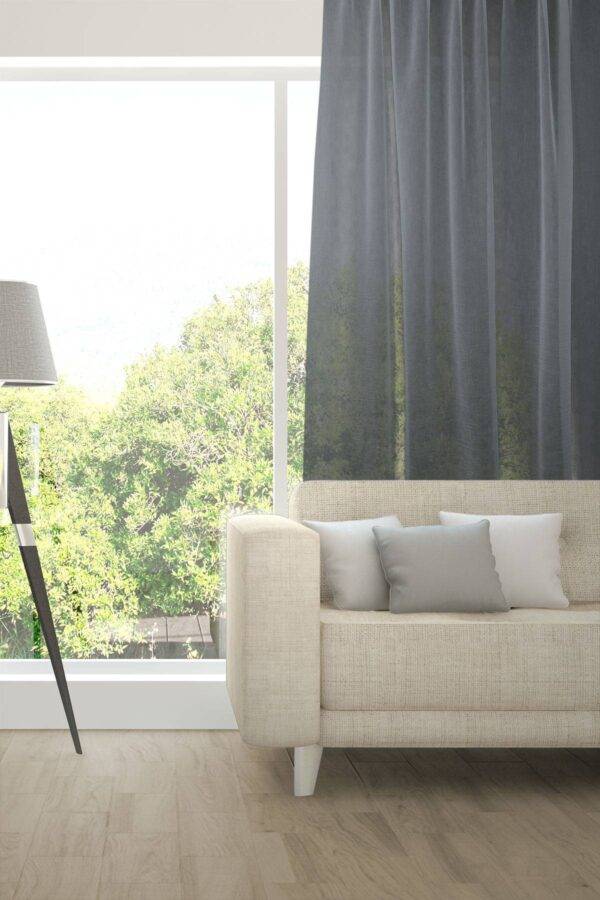 SILENZIO Tagvorhang halbtransparent Edelknitter Wohnzimmer Stahlblau [201]