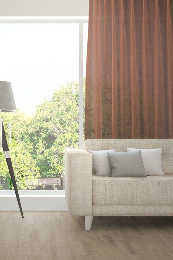 Tagvorhang nach Mass ALPHA Fischbacher 1819 edle Netzstruktur Dunkles Terracotta [703]