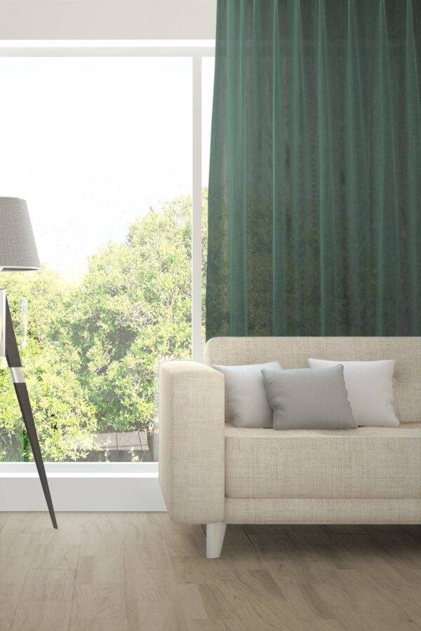 Tagvorhang nach Mass ALPHA Fischbacher 1819 edle Netzstruktur Meeresgrün [714]