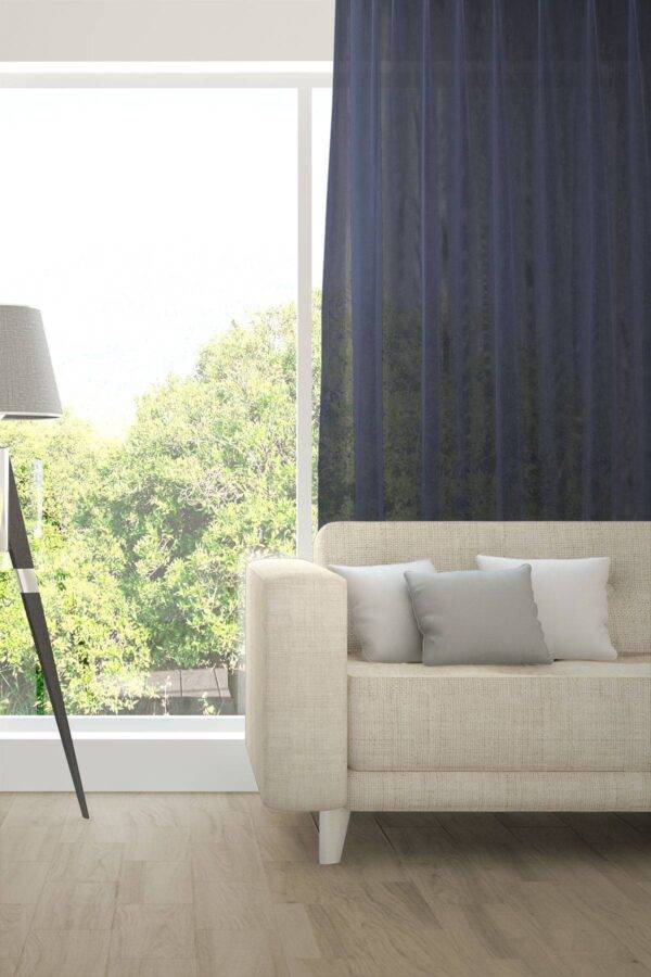 Tagvorhang nach Mass ALPHA Fischbacher 1819 edle Netzstruktur Mitternachtsblau [701]