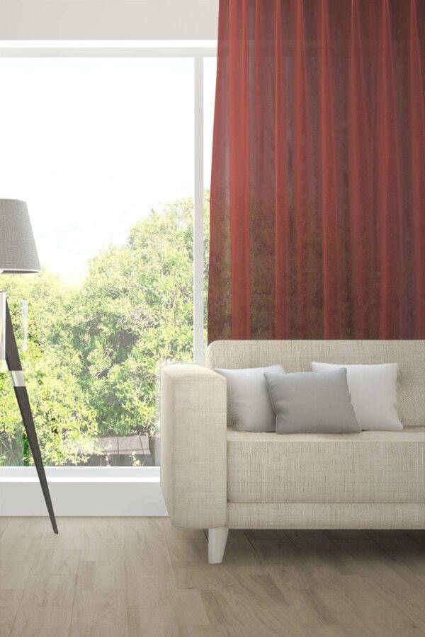 Tagvorhang nach Mass ALPHA Fischbacher 1819 edle Netzstruktur Rot [702]