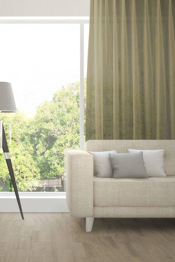 Tagvorhang nach Mass ALPHA Fischbacher 1819 edle Netzstruktur Sandgelb [704]