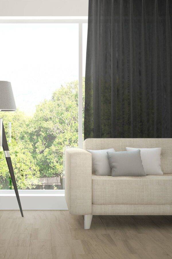 Tagvorhang nach Mass ALPHA Fischbacher 1819 edle Netzstruktur Schwarz [715]