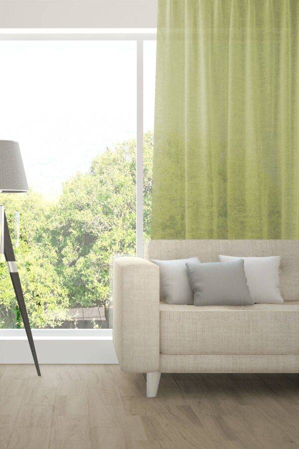 Leinen-Vorhang IBIZA Tagesvorhang nach Mass Gelbgrün [514]