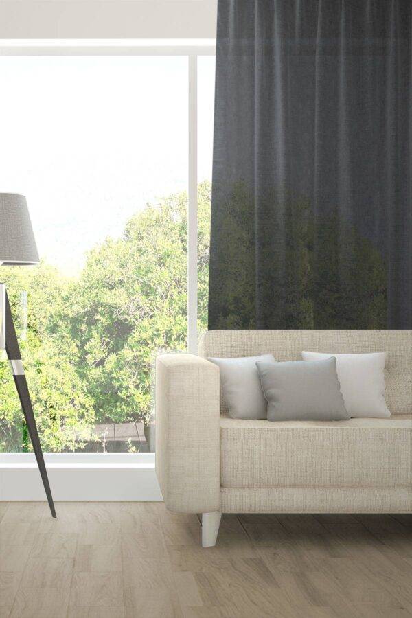 Leinen-Vorhang IBIZA Tagesvorhang nach Mass Schiefergrau [506]