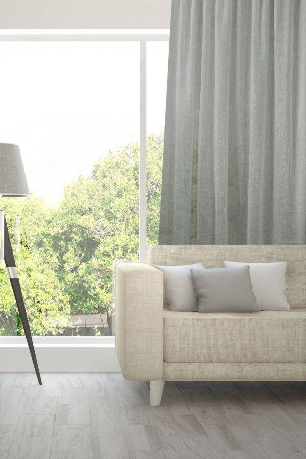 NOVA Leinenvorhang Fischbacher Tagvorhang Graugrün [404]