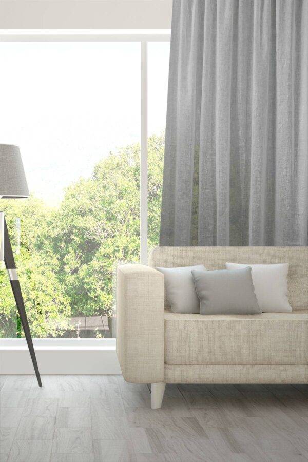 NOVA Leinenvorhang Fischbacher Tagvorhang Stahlgrau [401]