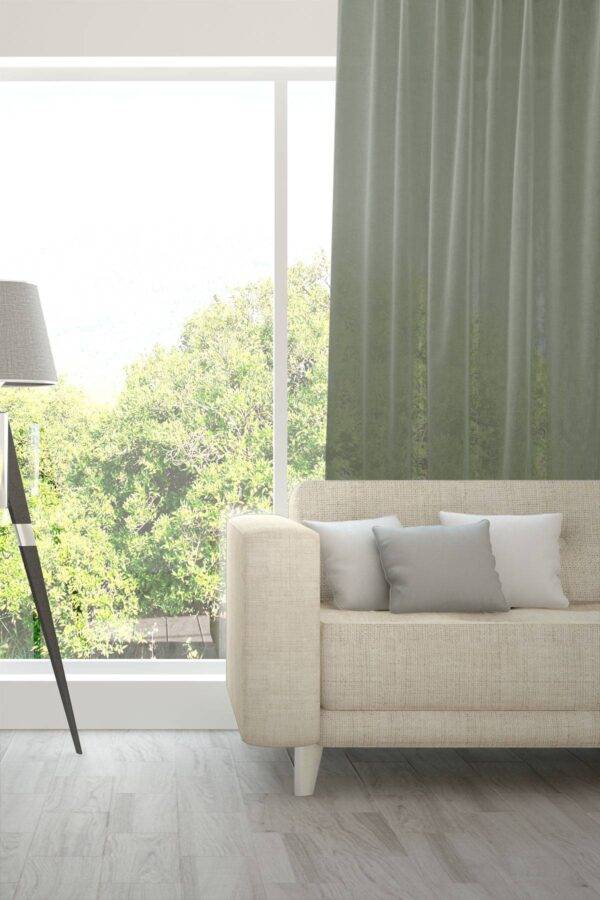 VENTO feiner Tagesvorhang Fischbacher Moosgrün [324]