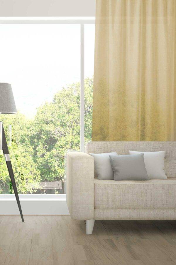 ALSARA Leinen-Massvorhang Fischbacher Gelbbraun [604]