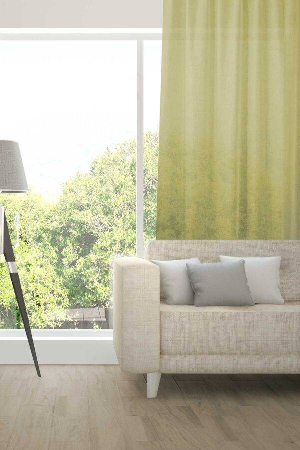 ALSARA Leinen-Massvorhang Fischbacher Grüngelb [614]