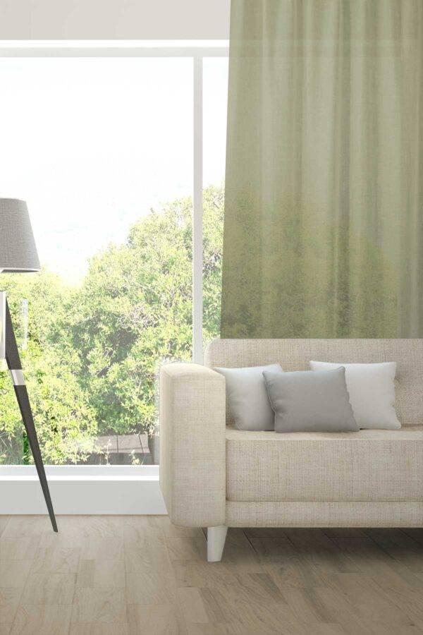 ALSARA Leinen-Massvorhang Fischbacher Olivgrün [624]