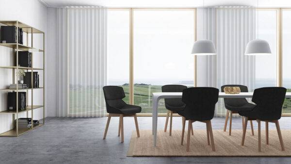 Wohnzimmer weisse Tagesvorhänge Trace kvadrat Wohnzimmer weisse Tagesvorhänge Trace kvadrat
