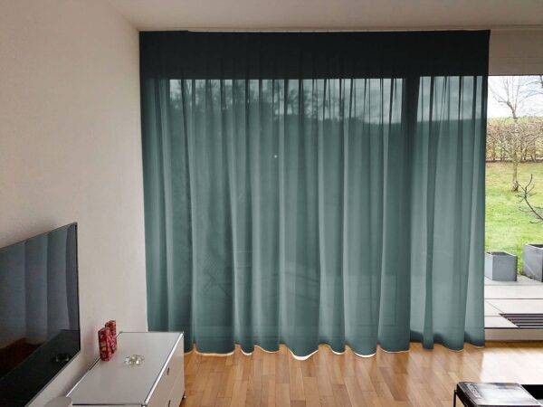 Transparenter Tagvorhang OPTIMA nach Mass Türkisgrau