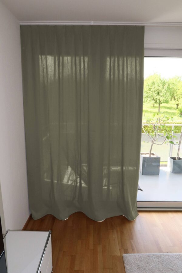 Massvorhang SOHO Leinenstruktur Graugrün [314]